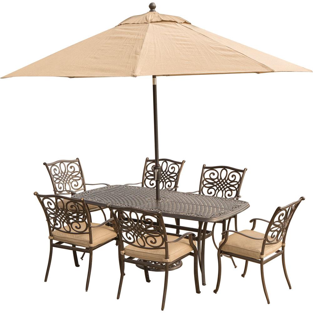 Hanover Traditions 7-Piece Aluminum Outdoor Dining Set with Rectangular Cast... by Hanover
