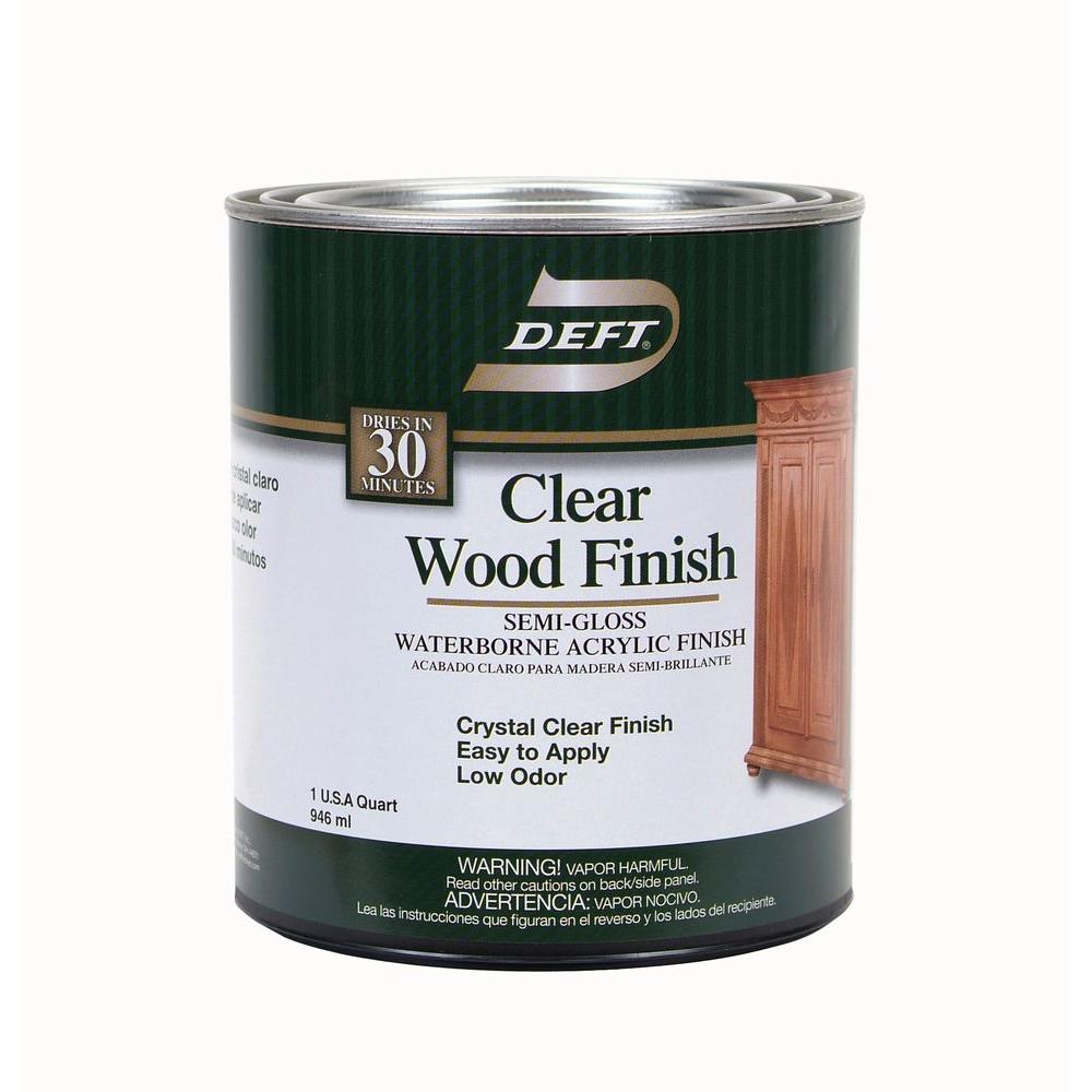 Deft 1 qt. Semi-Gloss Interior Clear Wood Finish Waterborne Acrylic ...