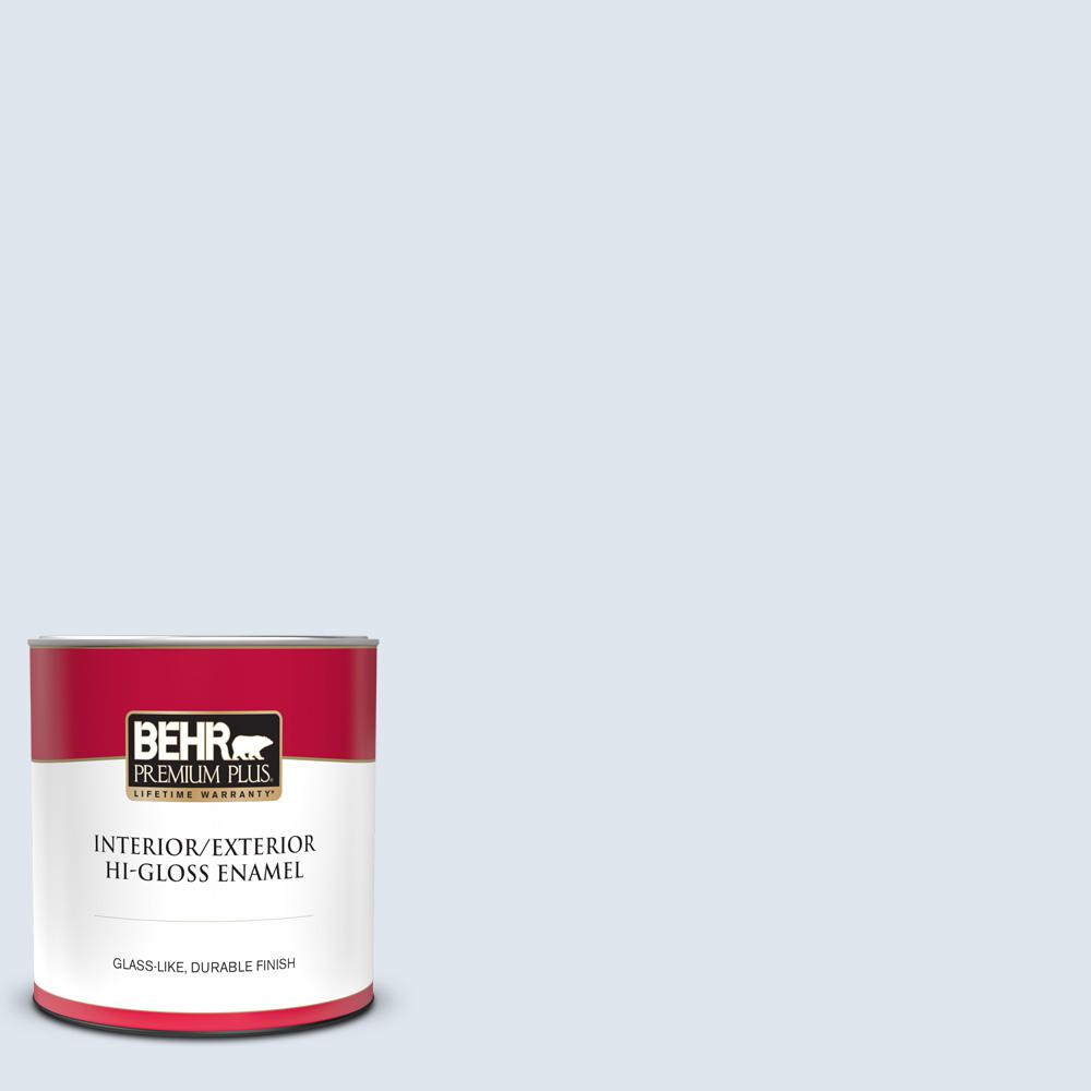 Behr Premium Plus 1 Qt 590c 1 Morning Haze Hi Gloss Enamel Interior Exterior Paint The Home Depot