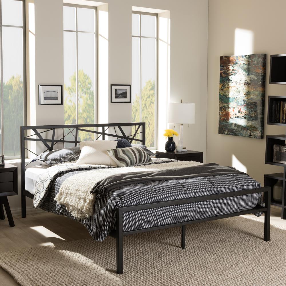 Baxton Studio Barkley Vintage Black Finished Metal Queen Size Platform Bed Baxton Studio Barkley Vintage Black Finished Metal Queen Size Platform Bed