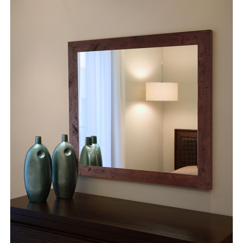 RAYNE MIRRORS 36 in. x 24 in. Rustic Dark Walnut Non Beveled Vanity Wall Mirror was $258.75 now $196.45 (24.0% off)