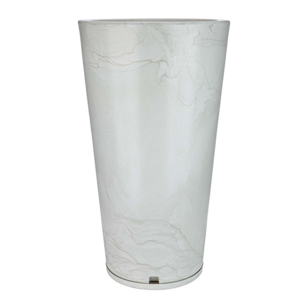 FLORIDIS Genebra Large White Marble Effect Resin Planter Bowl10.16.