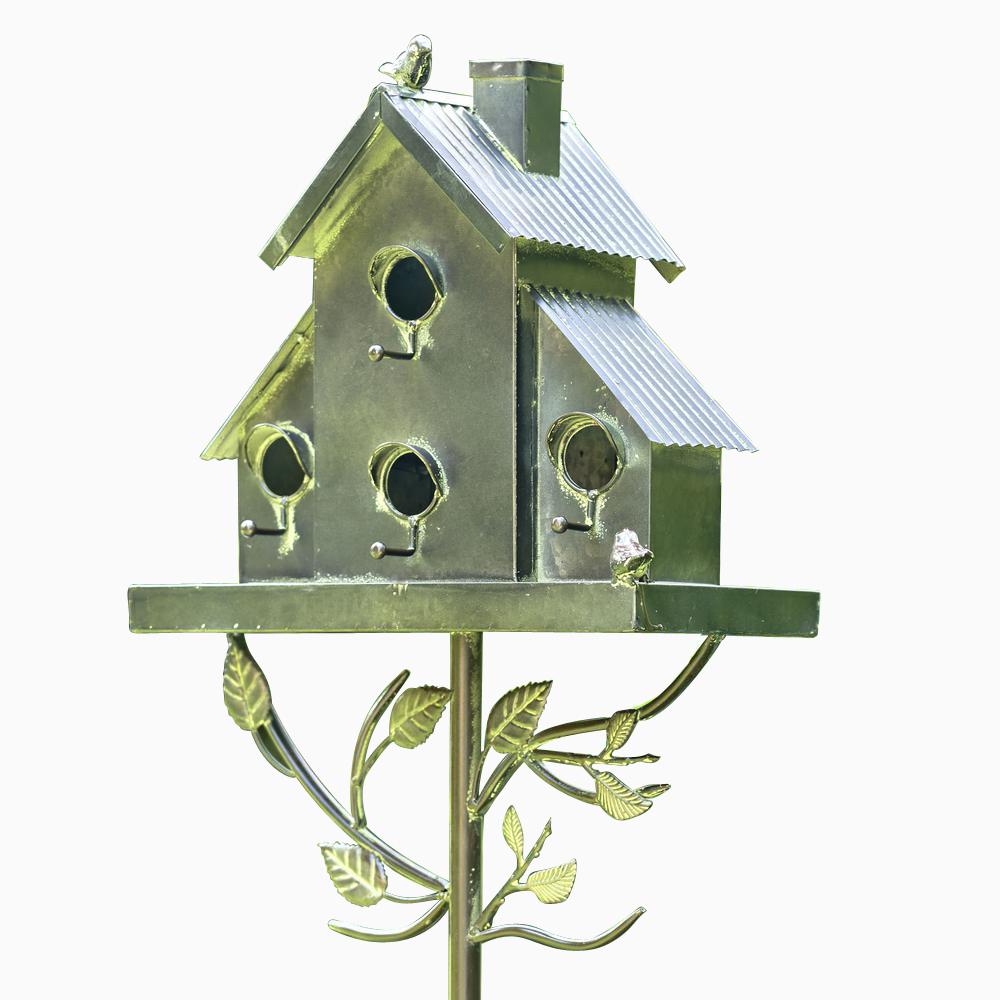 Unbranded 76 in. Tall Galvanized Condo Birdhouse Stake with Short