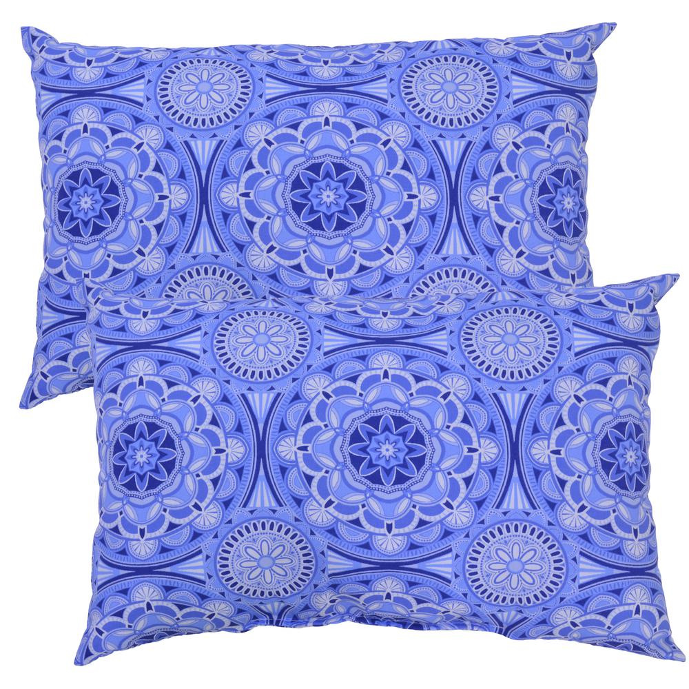 Plantation Patterns, LLC Periwinkle Medallion Lumbar Outdoor Throw