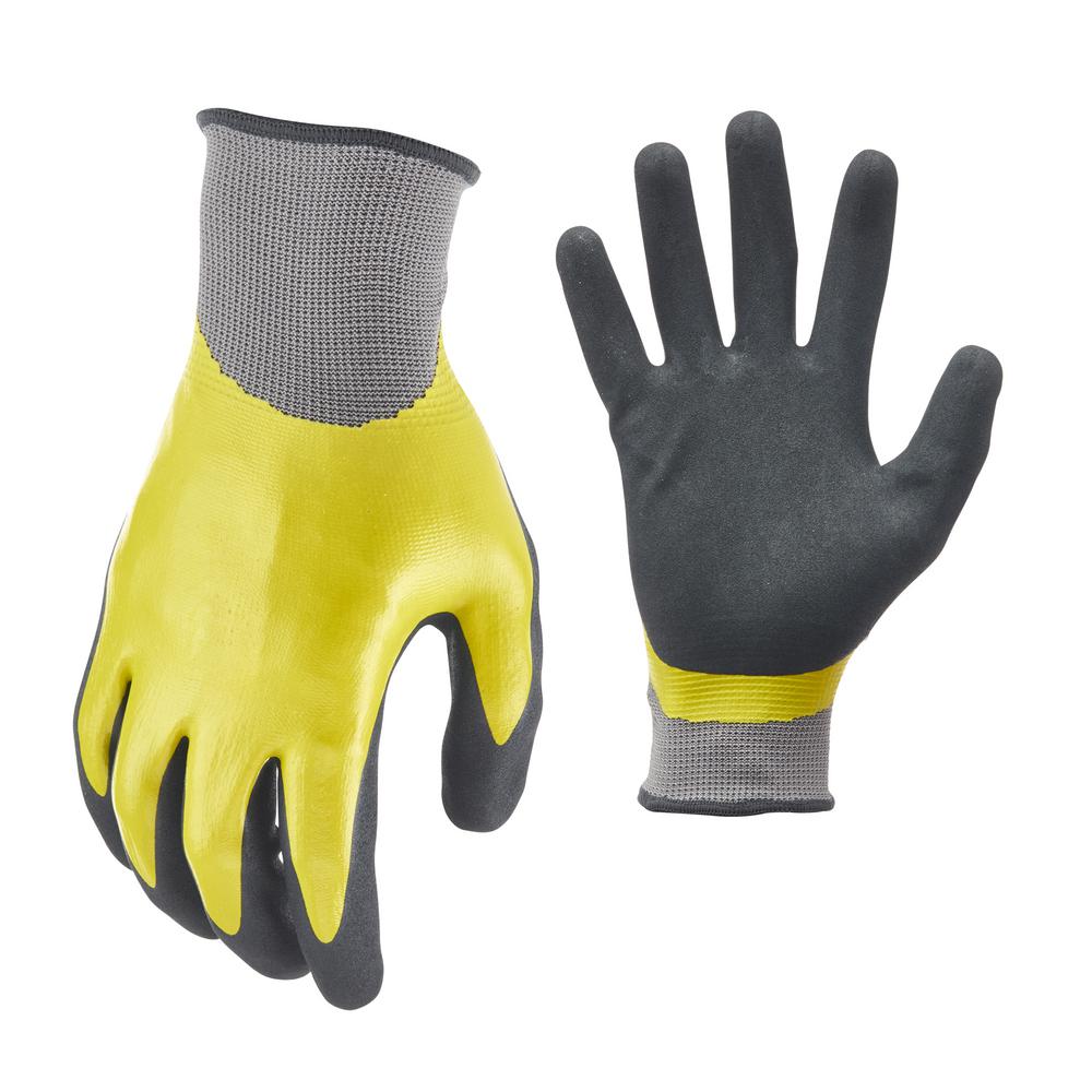 Firm Grip Water Resistant Small Yellow And Black Nitrile Dipped