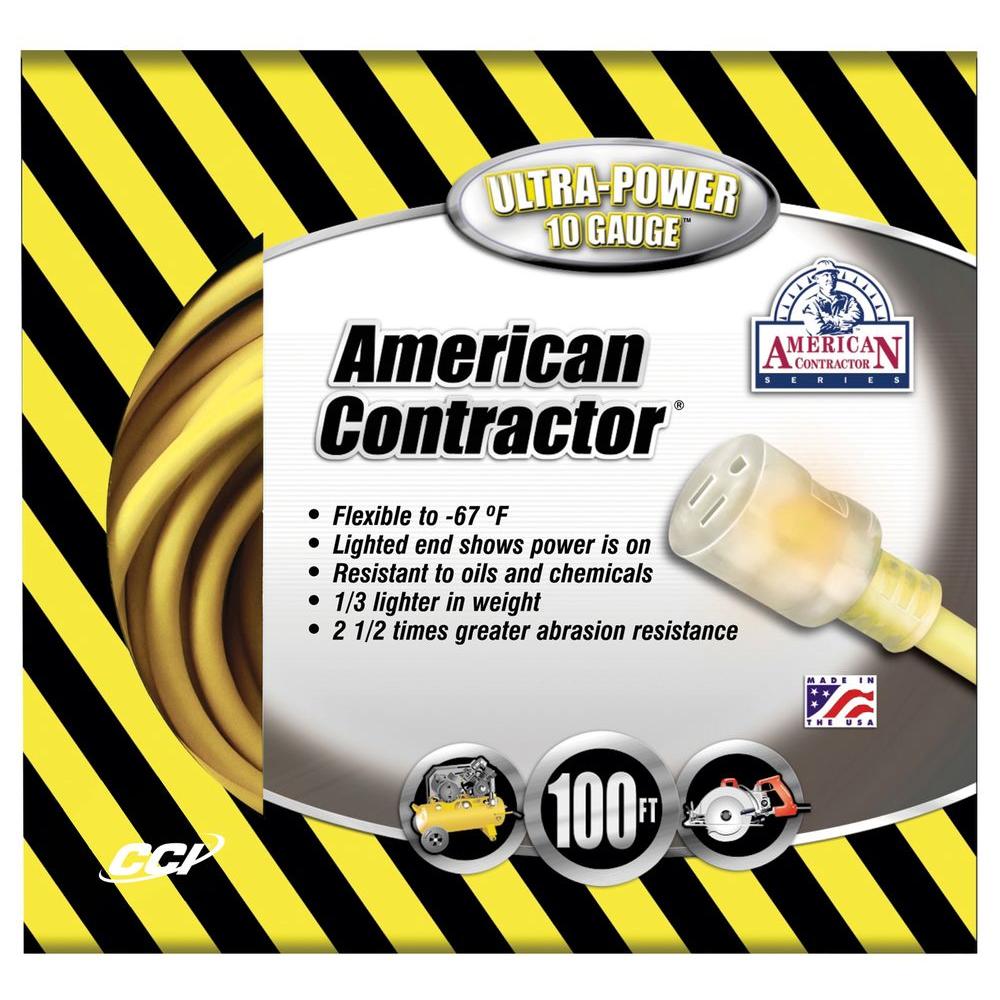 American Contractor 100 ft. 10/3 SJEO Outdoor Heavy-Duty T-Prene Extension Cord... by American Contractor