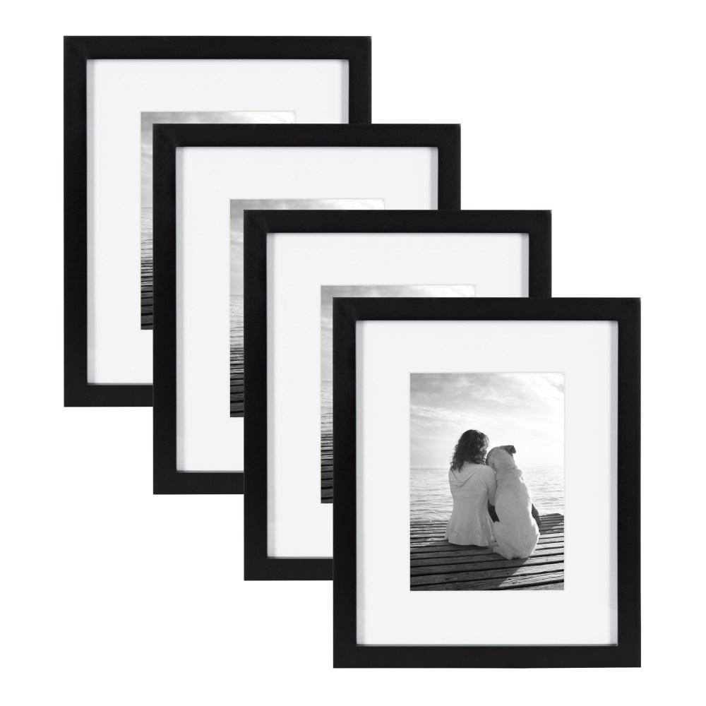 Gallery 8 in. x 10 in. Matted to 5 in. x 7 in. Black Picture Frame (Set of 4)