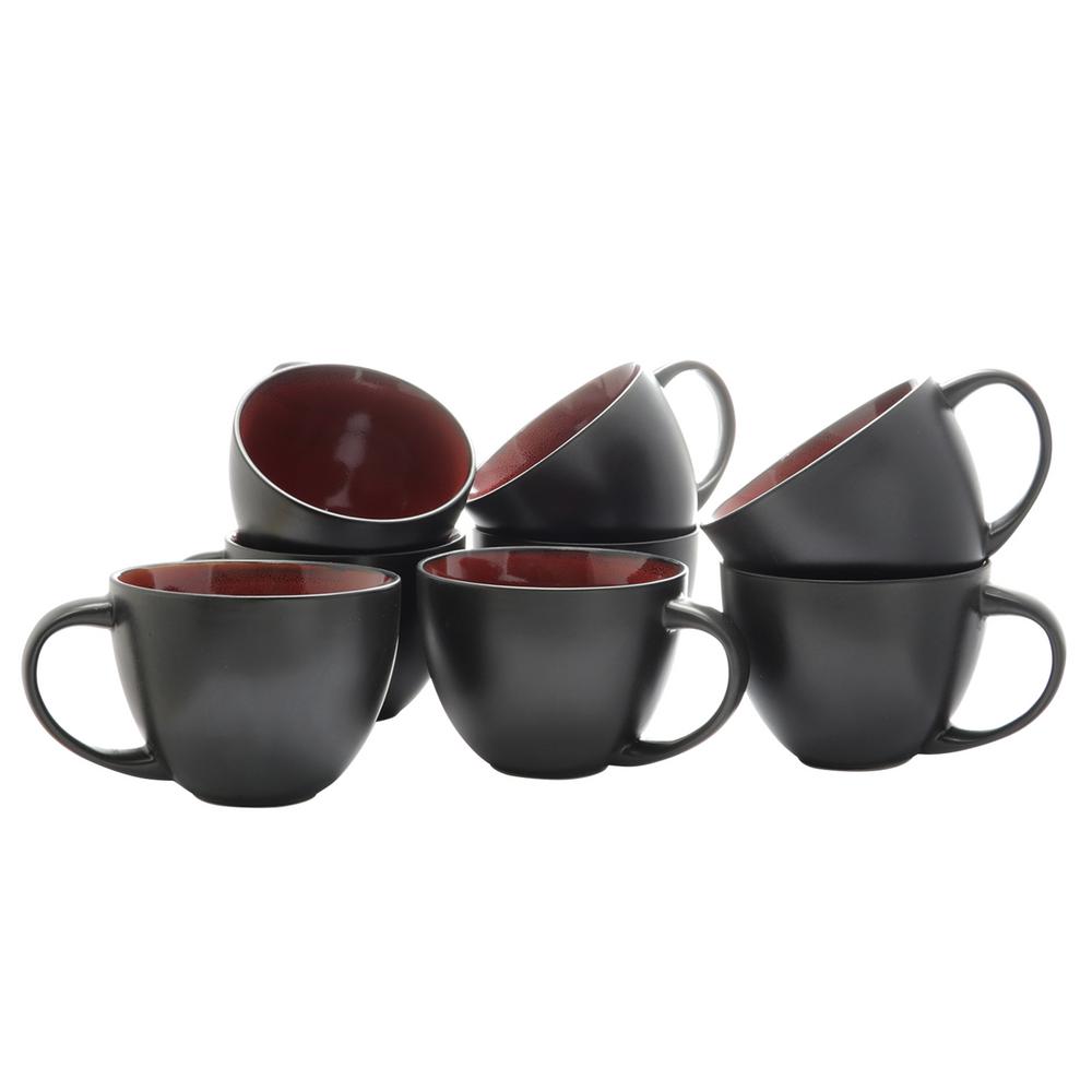 UPC 085081026019 product image for GIBSON elite Soho Lounge 18 oz. Red Latte Cup (Set of 8), Black | upcitemdb.com