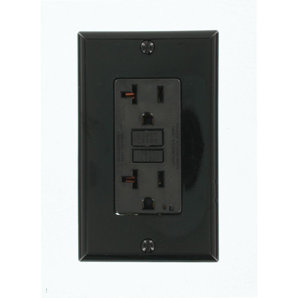 Leviton 20 Amp Self-Test SmartlockPro Slim Duplex GFCI Outlet, Black