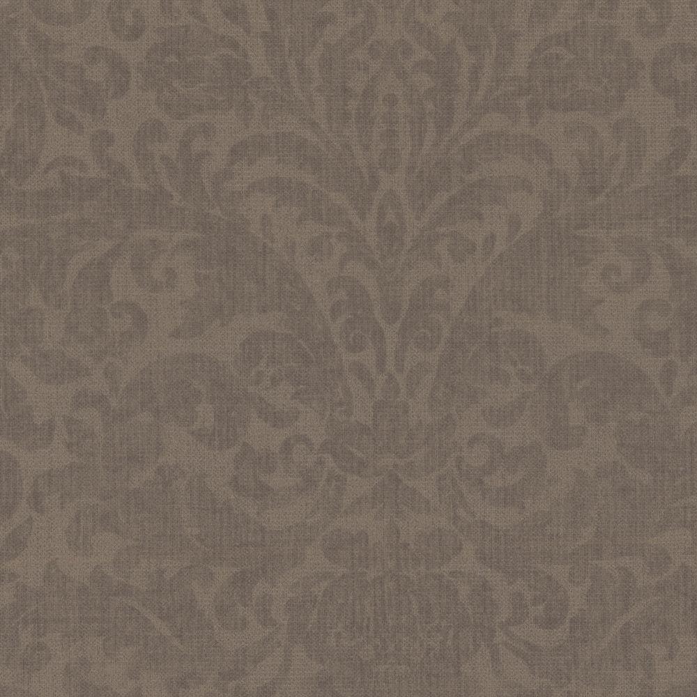 Beyond Basics Twill Brown Damask Wallpaper-420-87140 - The Home Depot