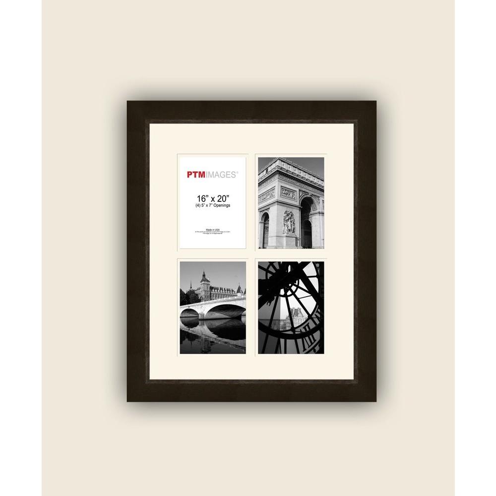 4 Opening 5 In X 7 White Matted Espresso Photo Collage Frame