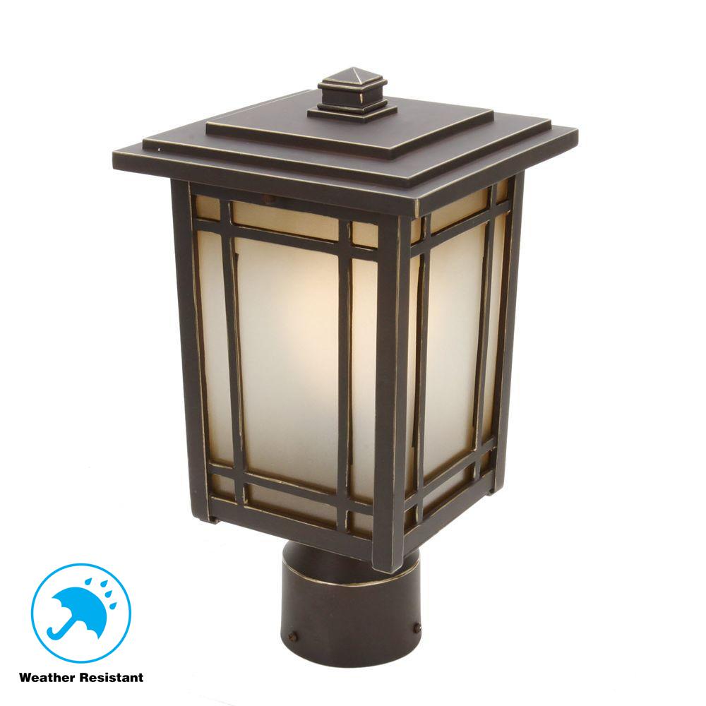 Post Light Lighting Outdoor The Home Depot Port Oxford 1 Light Oil Rubbed Chestnut Outdoor Post Mount Lantern