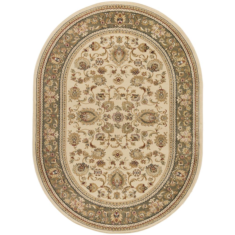 Tayse Rugs Sensation Beige 7 Ft X 10 Oval Traditional Area Rug