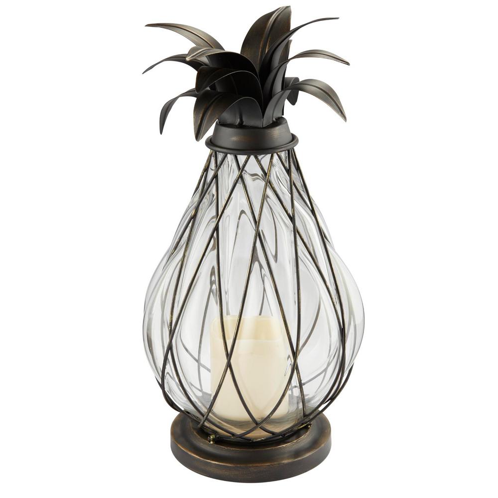 glass pineapple led hurricane lantern
