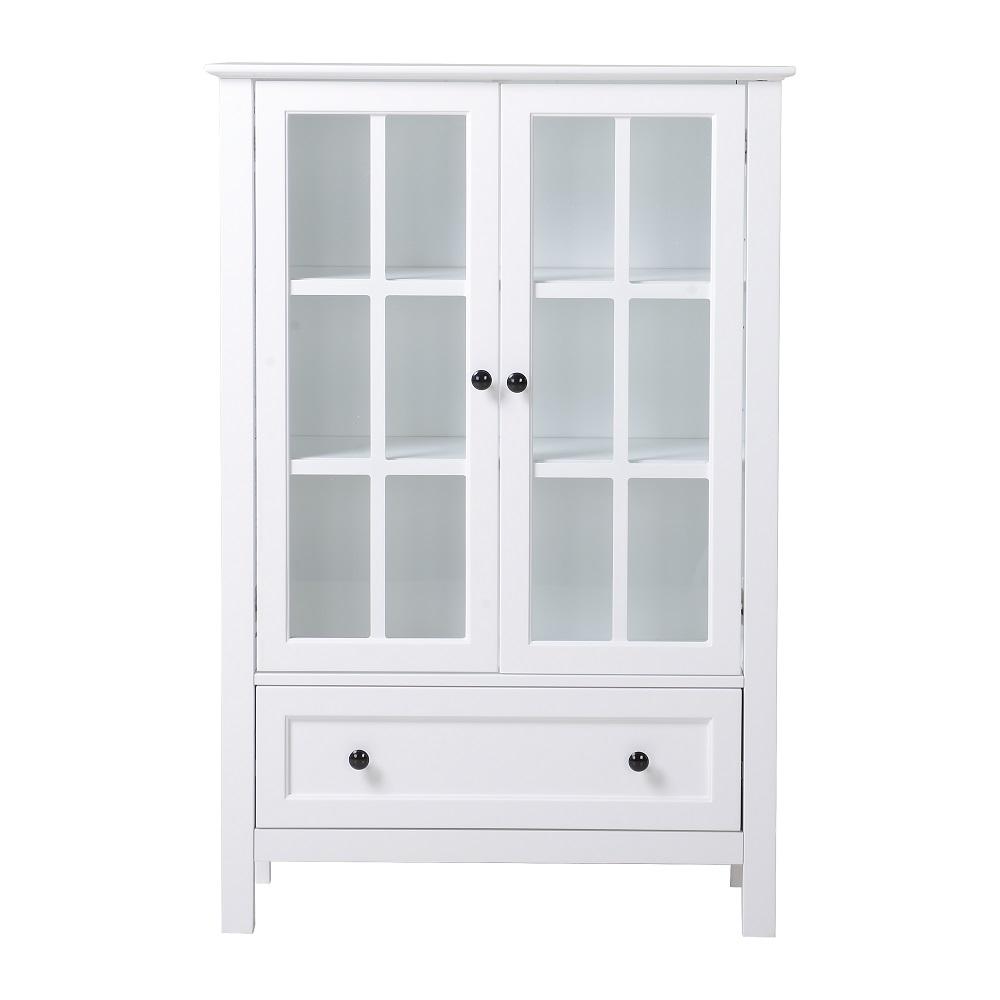 UPC 770521092425 product image for Homestar 47.24 in. White Wood 3-shelf Standard Bookcase with Glass Door | upcitemdb.com