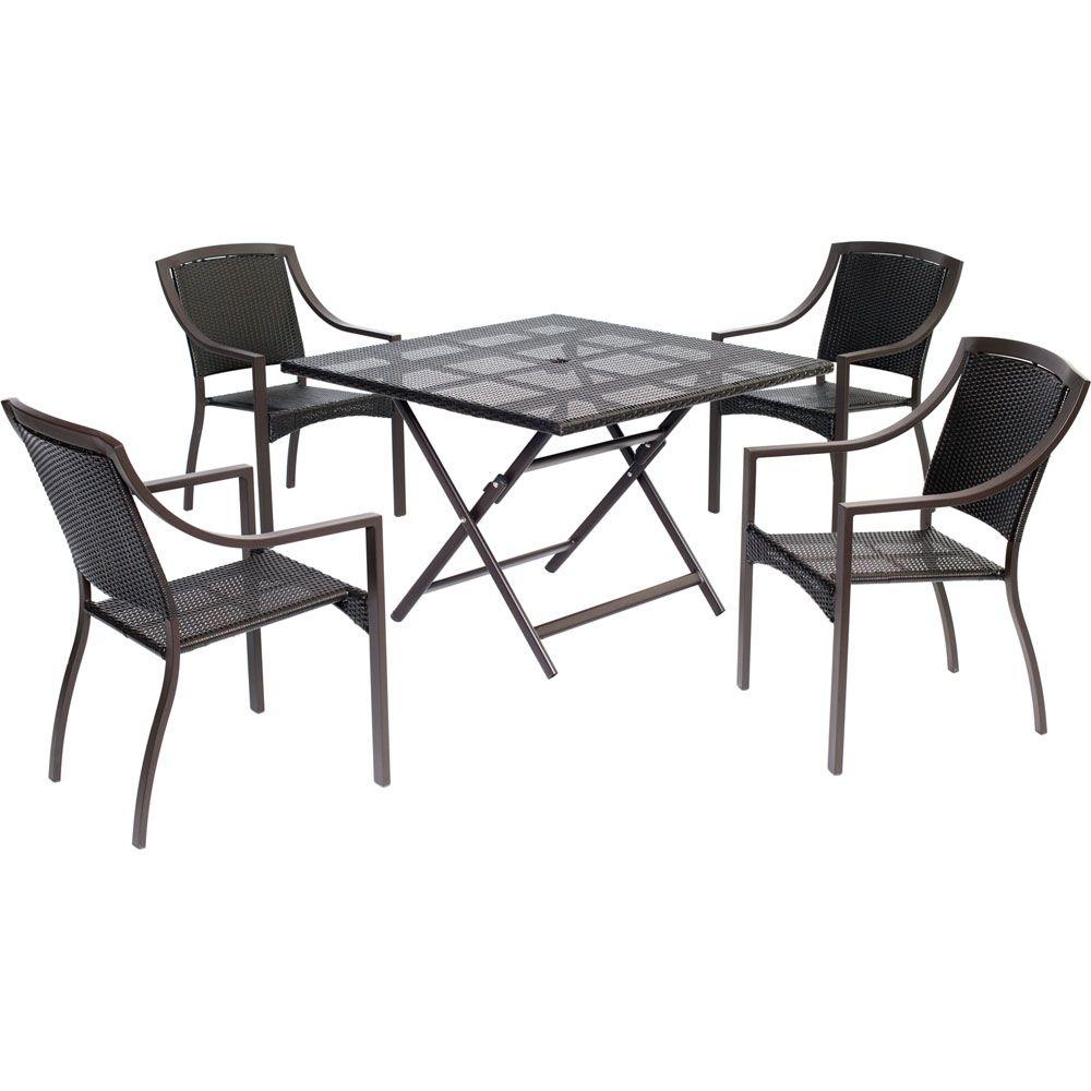 Hanover Orleans 5 Piece Square Patio Dining Set Orldn5pcsq Brn The Hanover Orleans 5 Piece Square Patio Dining Set