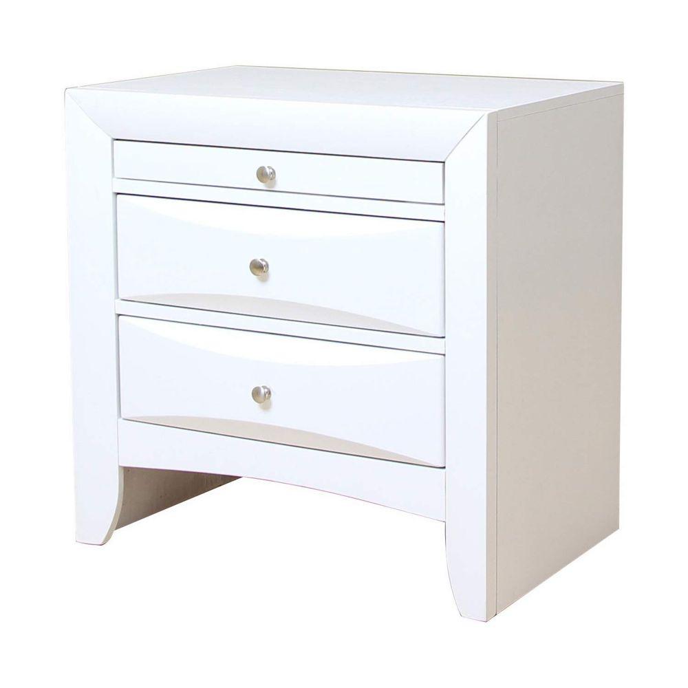 Benjara Ireland Contemporary White 3 Drawer Wood Nightstand Bm154522 The Home Depot