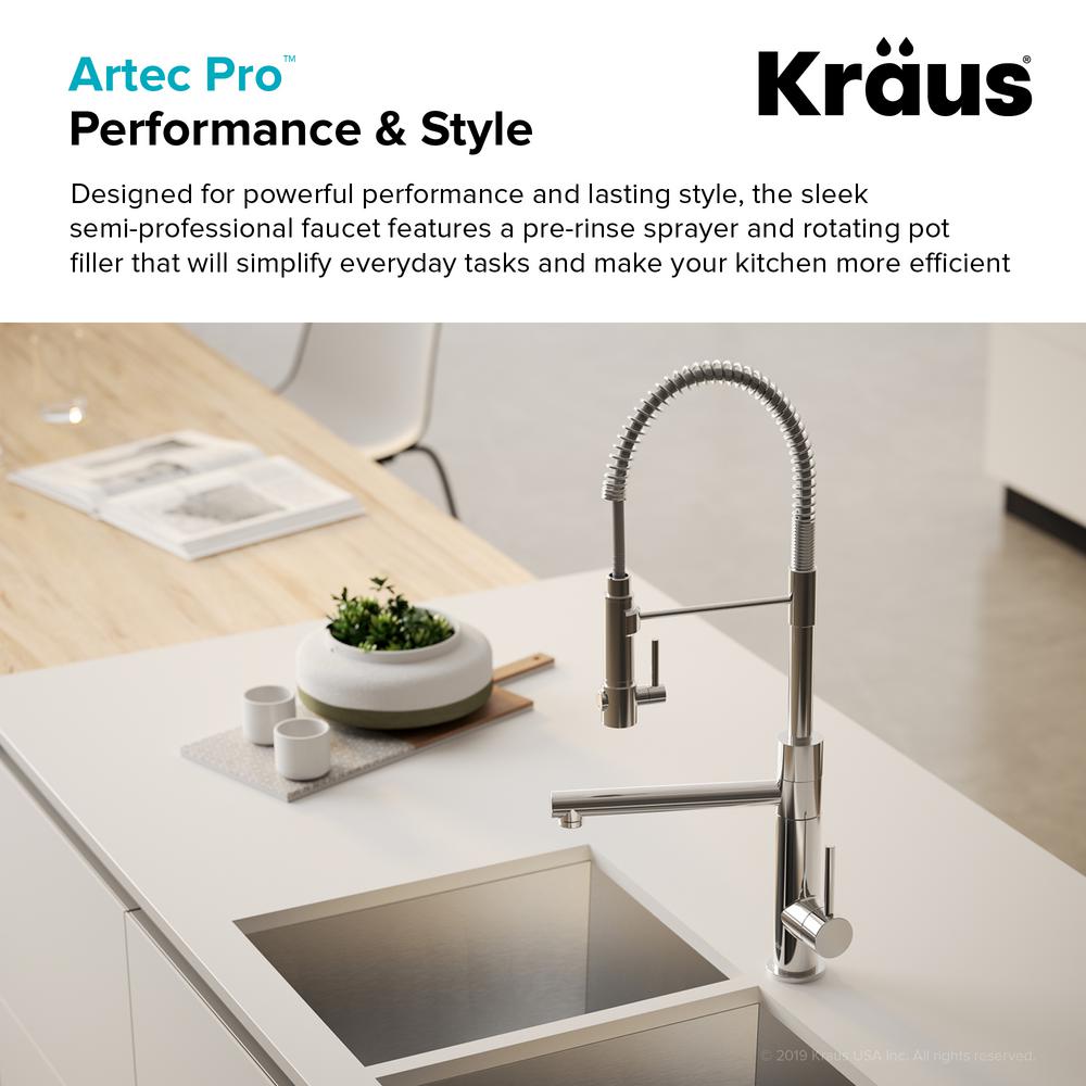 Kraus Artec Pro Single Handle Pull Down Sprayer Kitchen Faucet And