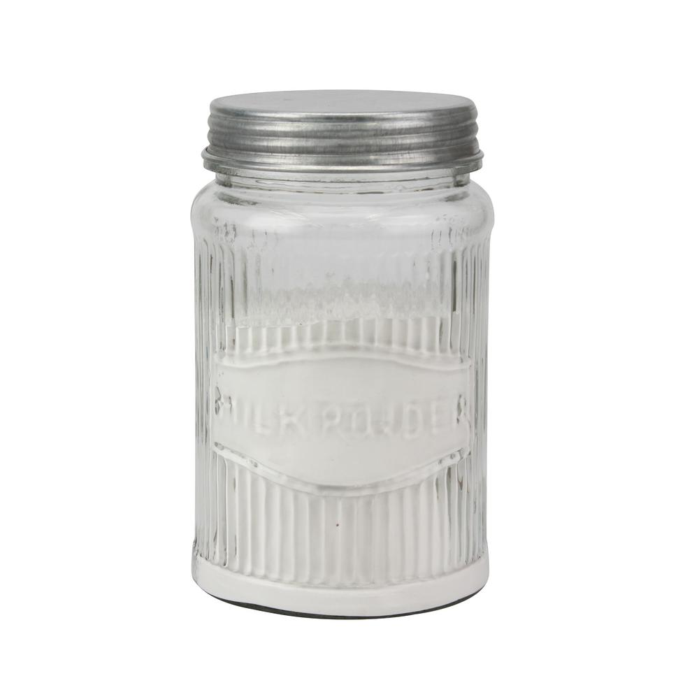 Stonebriar Collection Clear Pressed Glass Milk Powder Jar With