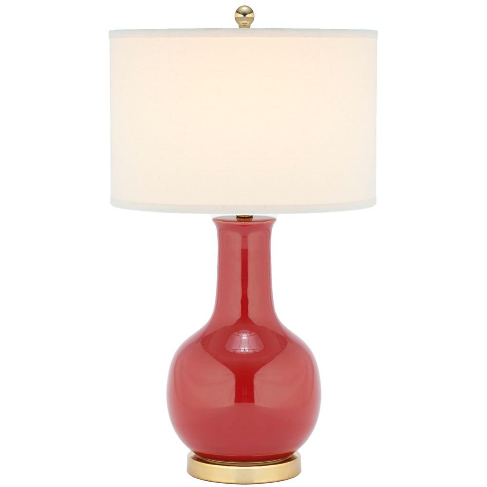 Safavieh 27 5 In Red Ceramic Paris Lamp With White Shade Lit4024c Red Ceramic Paris Lamp With White Shade