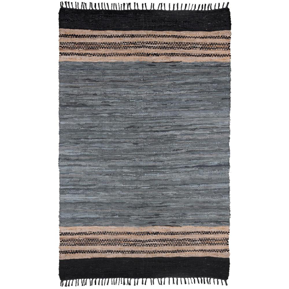 nuLOOM Hand Braided Jute Leather Kelli Gray 5 ft. x 8 ft. Area Rug