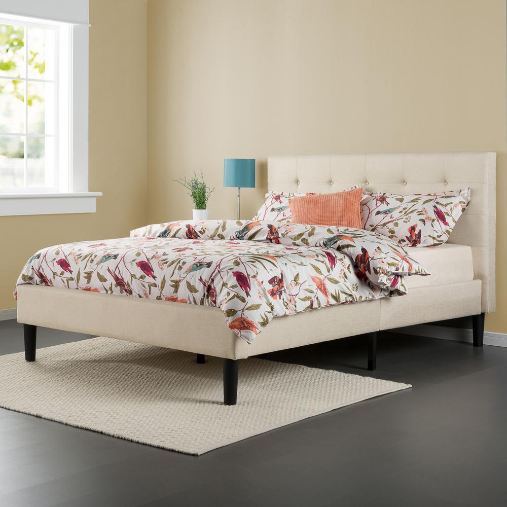 Zinus Taupe Queen Upholstered Bed-HD-FTPB-Q - The Home Depot