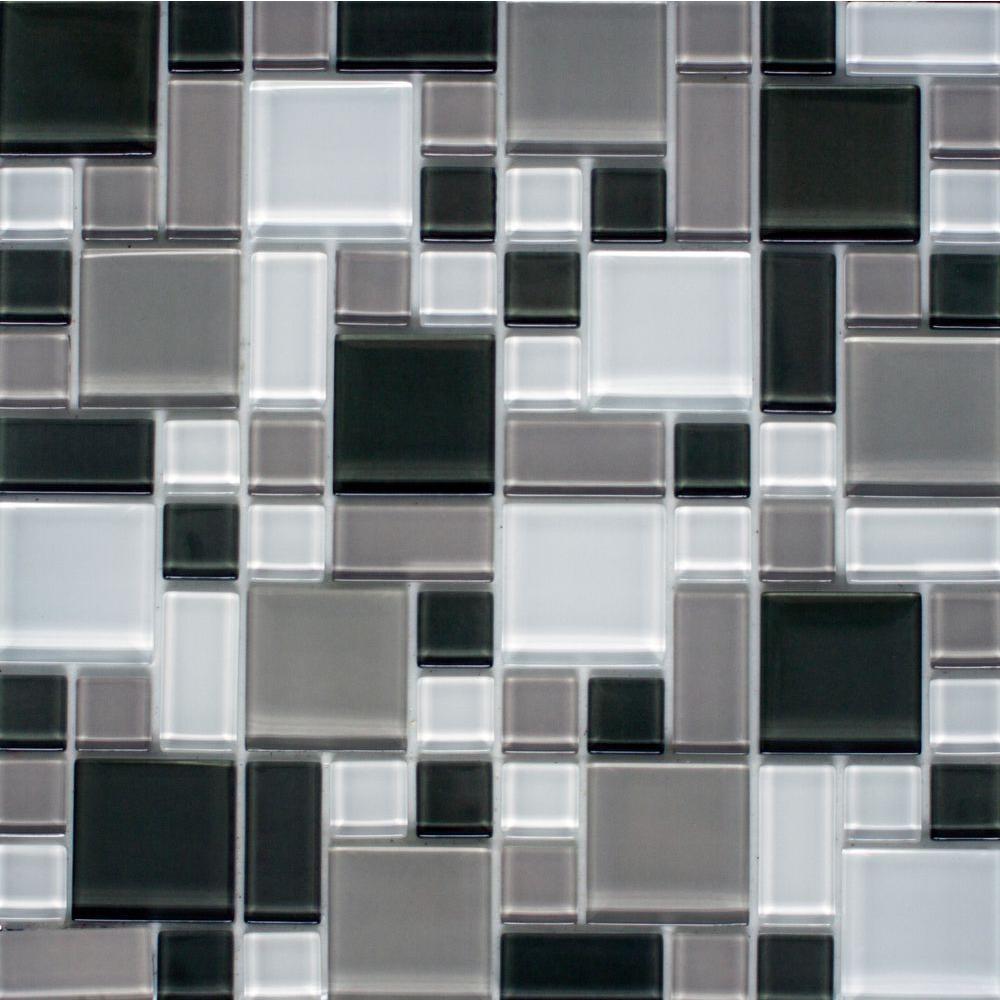 Instant Mosaic Wall Tile Flooring The Home Depot L And Stick Gray White 12 In X 6 Mm