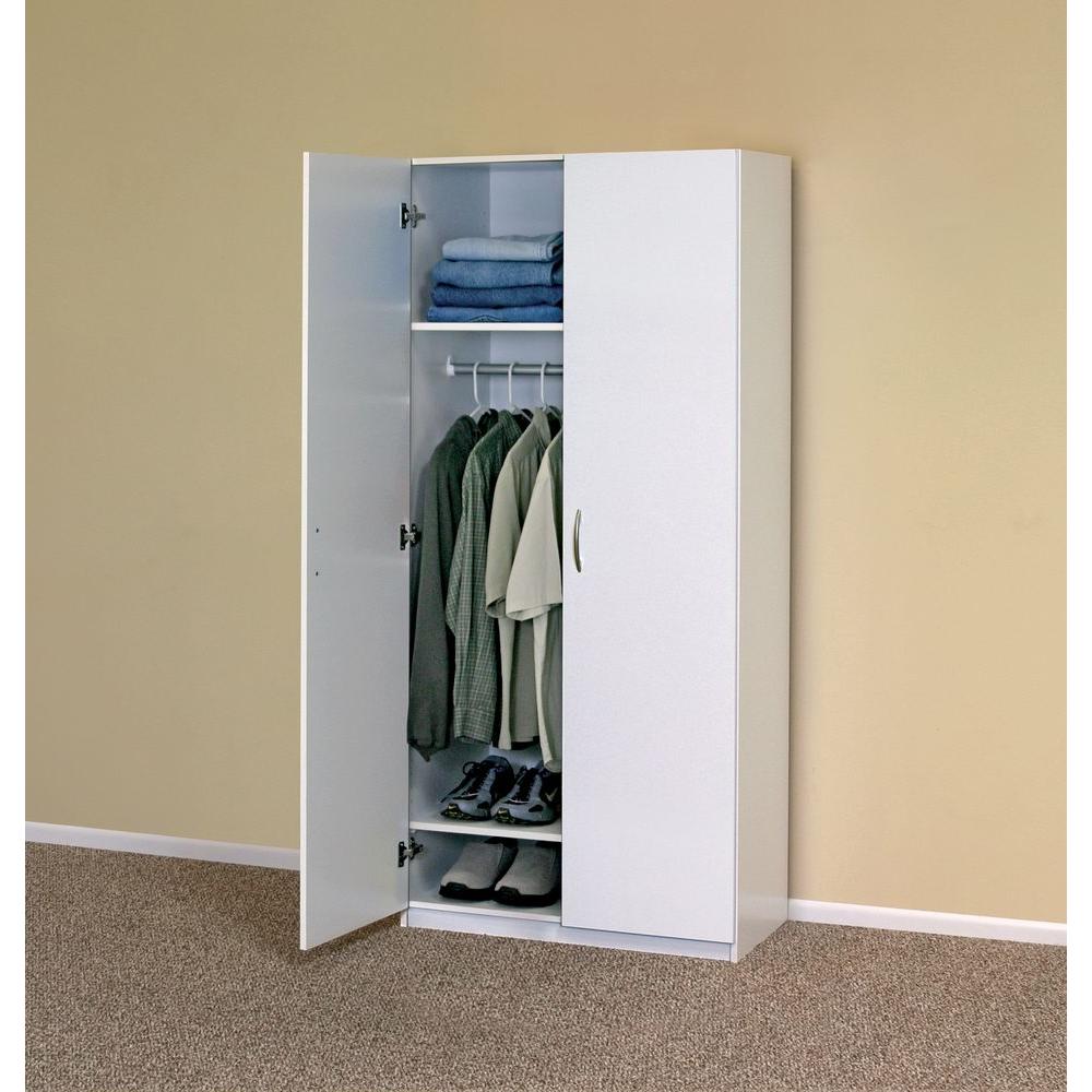 Closetmaid 20 5 In D X 29 62 W 71 75 H 2 Door Wardrobe Cabinet Laminate Closet System 12298 The Home Depot Closetmaid 20 5 In D X 29 62 W, Wardrobe Cabinet Home Depot