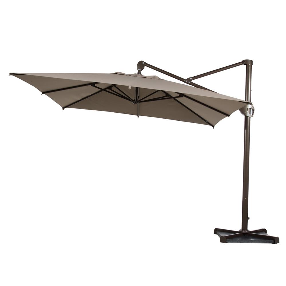 Abba Patio 10 Ft Hanging Rectangular Cantilever Umbrella With Cross Base And Umbrella Cover Offset Patio Umbrella In Tan Apb233t The Home Depot