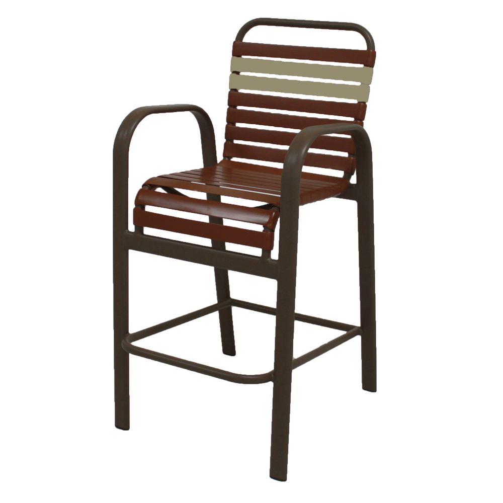 Marco Island Brownstone Commercial Grade Aluminum Bar Height Patio Marco Island Brownstone Commercial Grade Aluminum Bar Height Patio Dining Chair With Saddle And Putty Vinyl