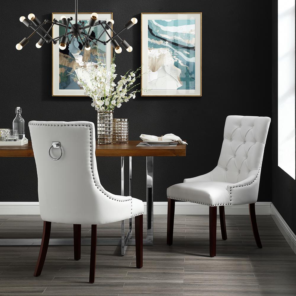 Inspired Home Autumn White Chrome Pu Leather Nailhead Armless Dining Chair Set Of 2 Ad86 01we2 Hd The Home Depot