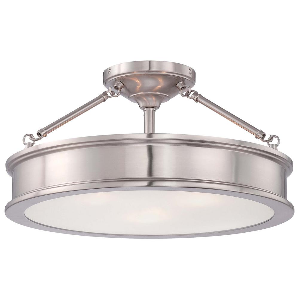 Home Decorators Collection Grafton 3, Polished Nickel 3 Light Ceiling Fixture