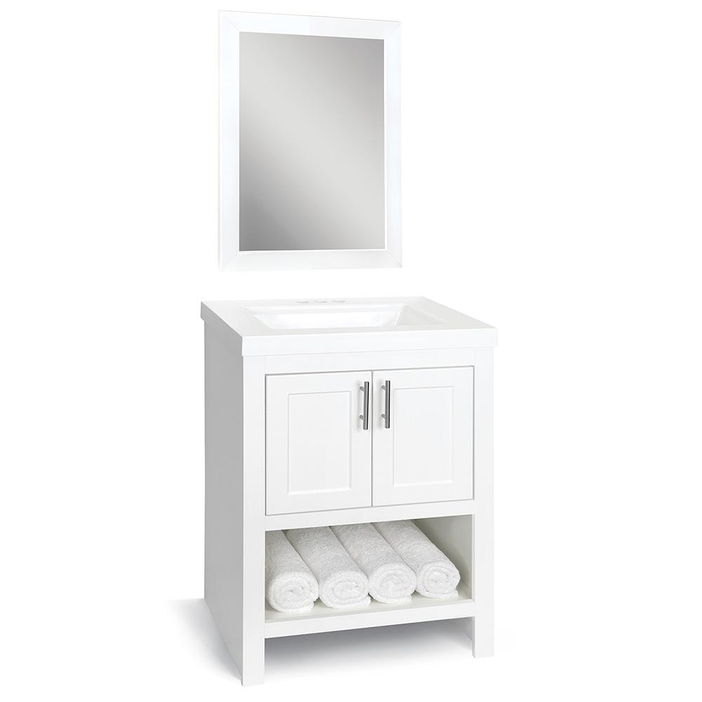 Glacier Bay Spa 30 In W X 1875 In D Bath Vanity In White With Cultured Marble Vanity Top In White With White Sink And Mirror Ppspawht30my The Home Depot