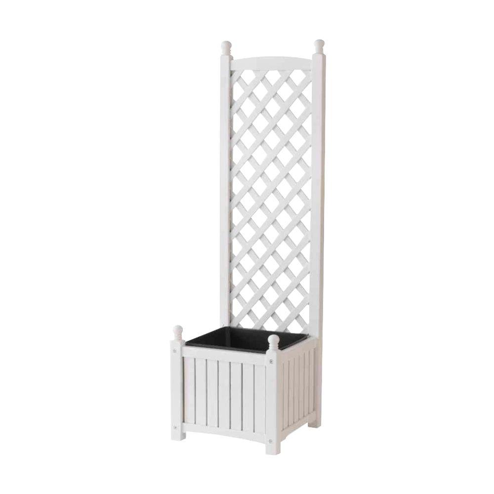 Dmc Lexington 16 In Square White Wood Planter With Trellis 70406 Square White Wood Planter With Trellis