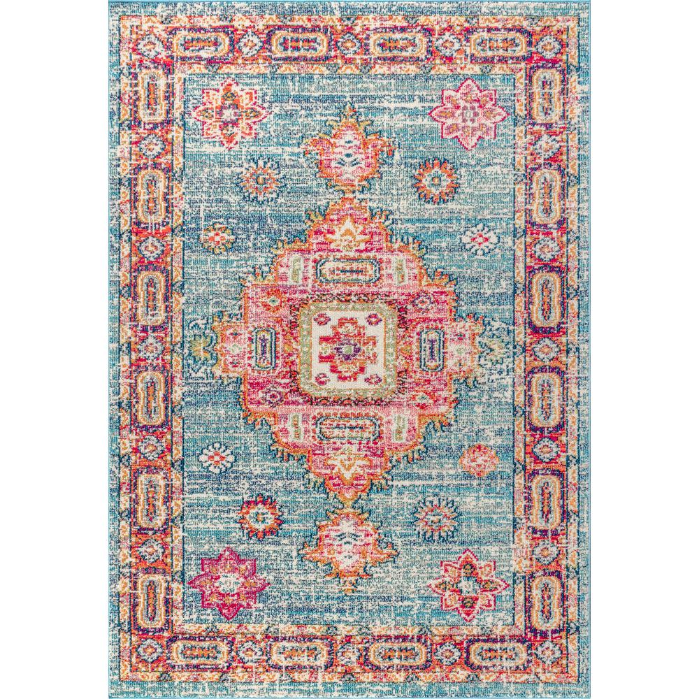Jonathan Y Bohemian Flair Boho Vintage Medallion Blue Red 5 Ft X 8 Area Rug