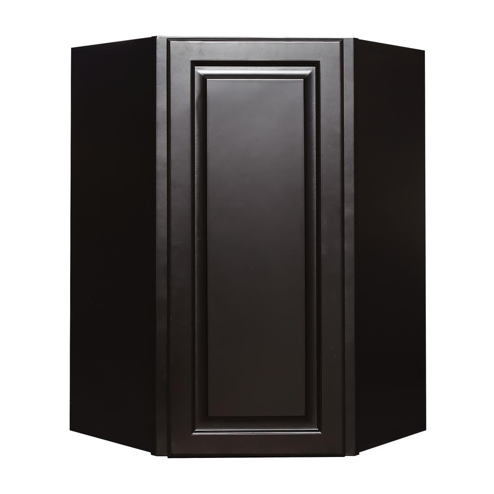 Lifeart Cabinetry La Newport Ready To Assemble 24x36x12 In 1 Door Wall Diagonal Corner Cabinet With 2 Shelves Dark Espresso