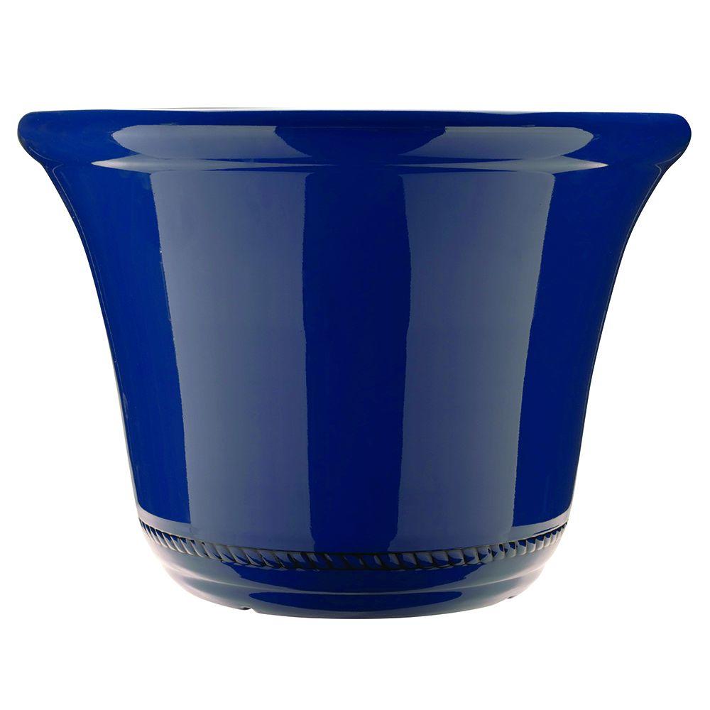 Southern Patio Westbourne Flange 15 in. Dia Lightning Resin PlanterHDR