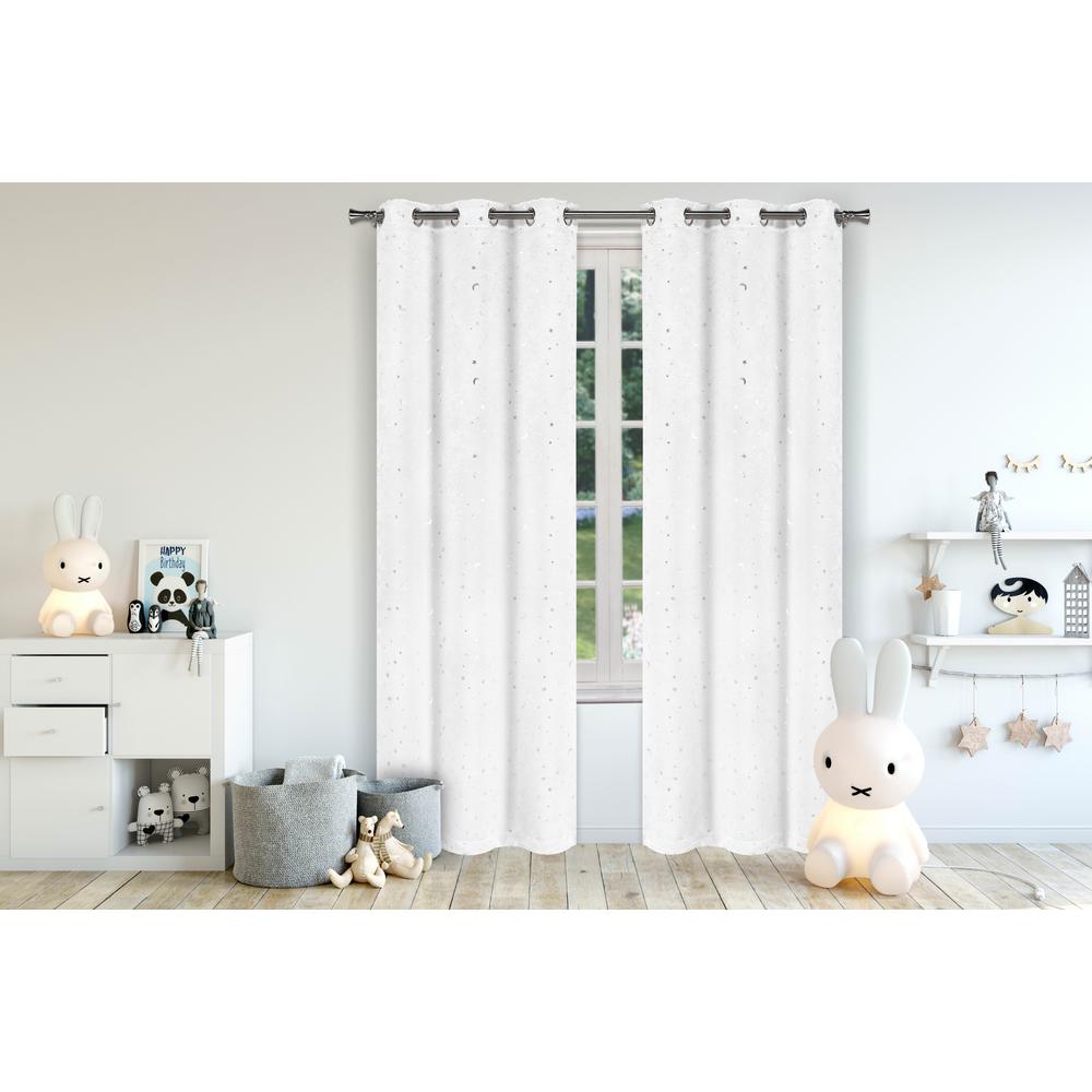 LALA + BASH Luna White Room Darkening Grommet Panel Pair - 37 in. W x