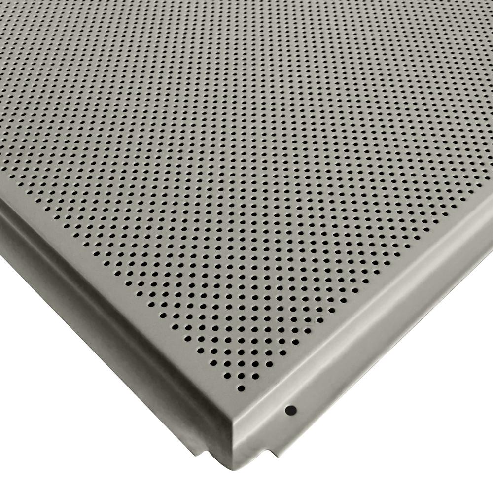 Toptile Silver 2 Ft X 2 Ft Perforated Metal Ceiling Tiles Case Of 10