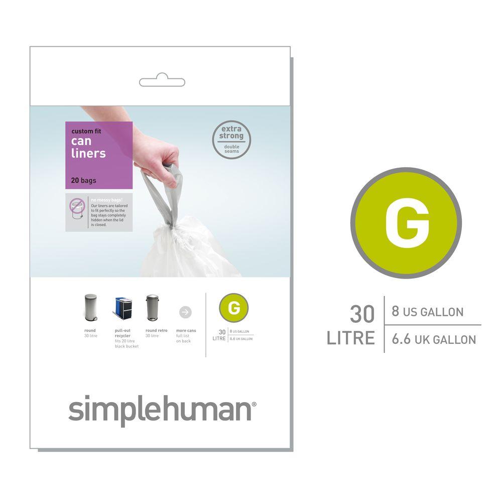 Simple Human Drawstring Trash Bags 100 pk Custom Fit 8 Gallon Garbage Can Code G