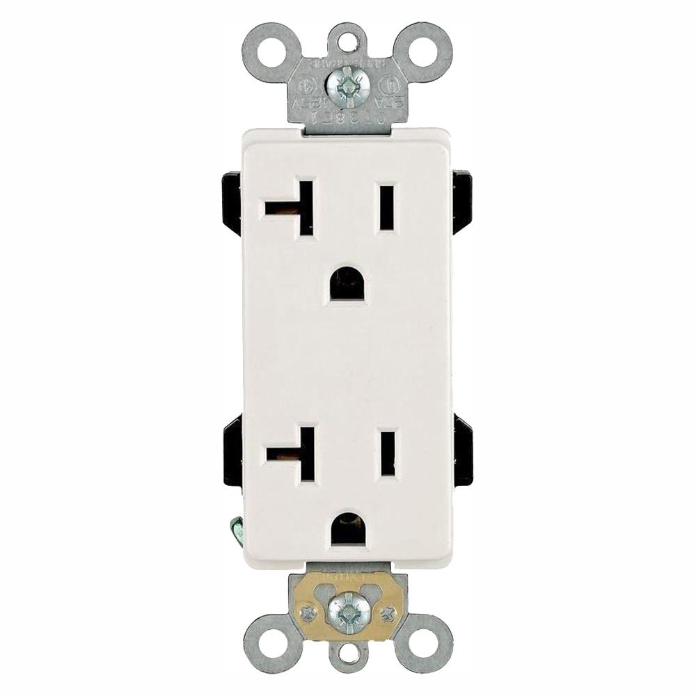 Leviton Decora Plus 20 Amp Duplex Outlet White 10