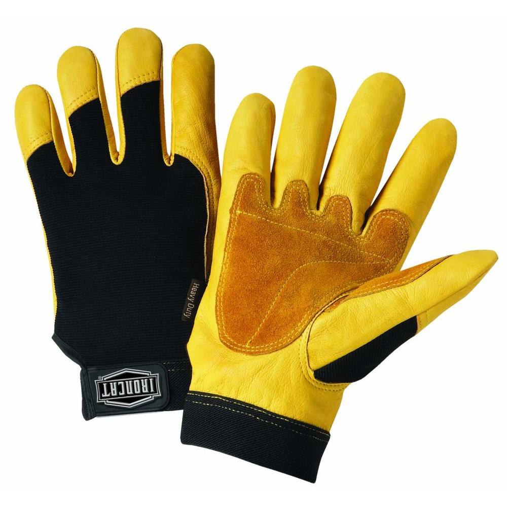 Ironcat XLarge Grain Cowhide Gloves with Spandex Back, Split