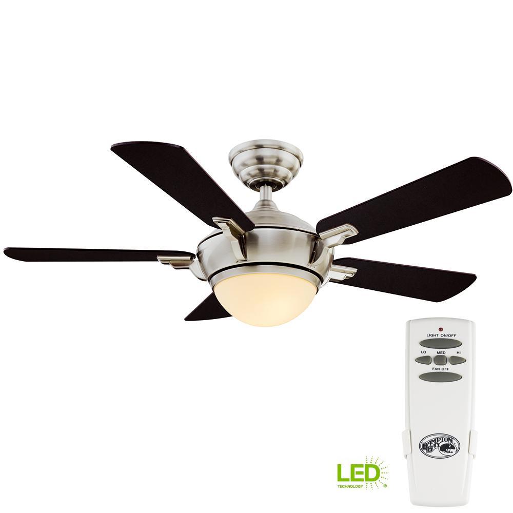 Hampton Bay Midili 44 In Led Indoor Brushed Nickel Ceiling Fan With Light Kit And Remote Control