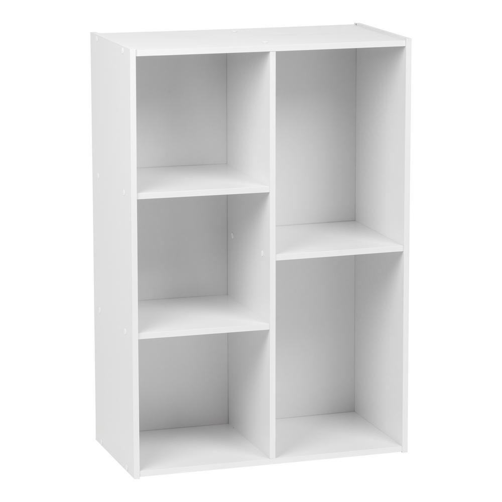 Iris 5 Compartment White Wood Organizer Bookcase Storage Shelf 5 Compartment White Wood Organizer Bookcase Storage Shelf