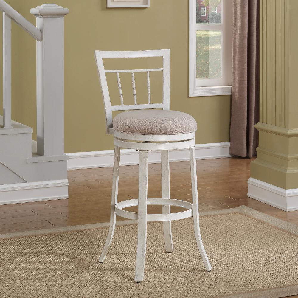 American Woodcrafters Palazzo 26 in. Antique White Swivel Counter Stool-B1-153-26F - The Home Depot