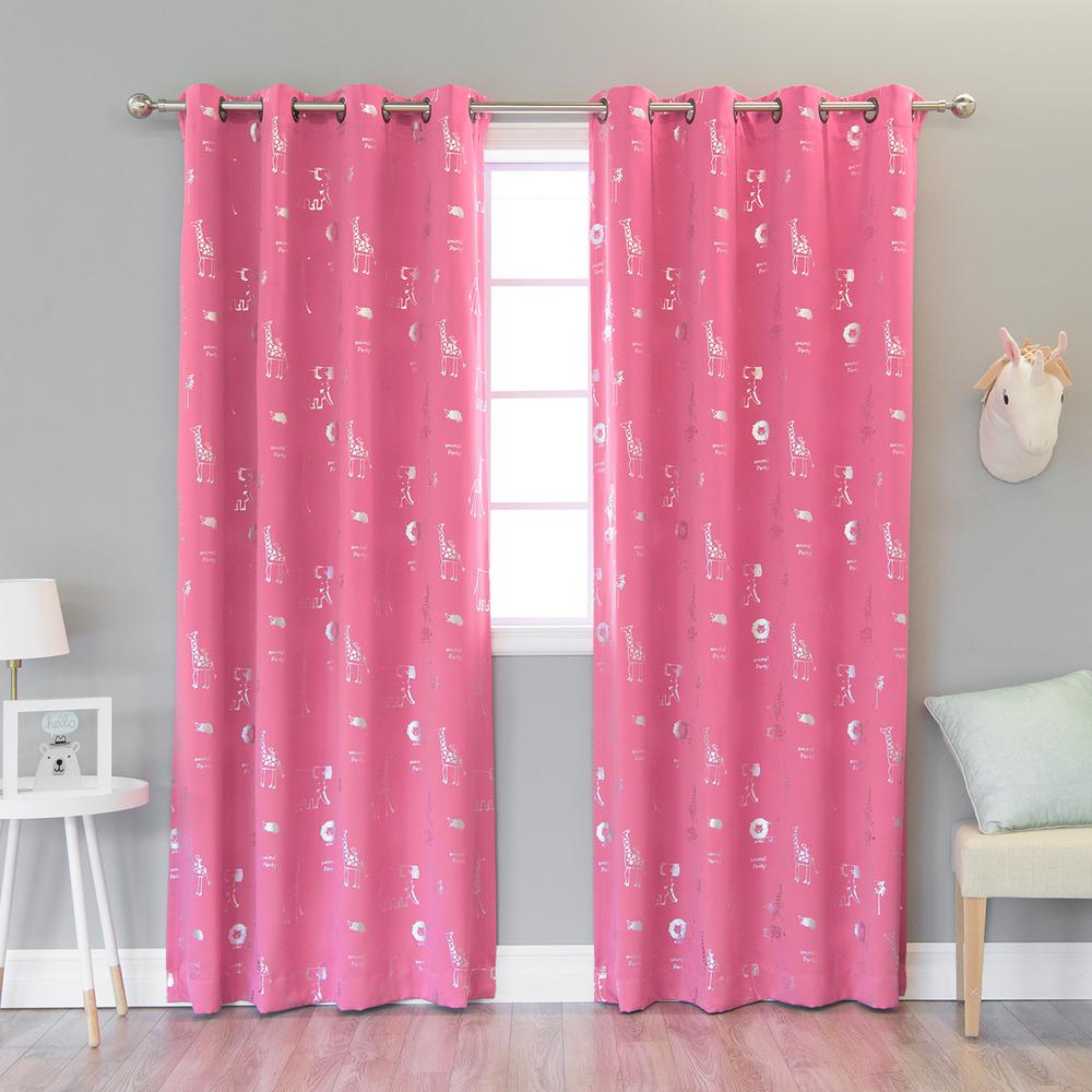 Best Home Fashion 84 In L Pink Animal Foil Blackout Curtain 2