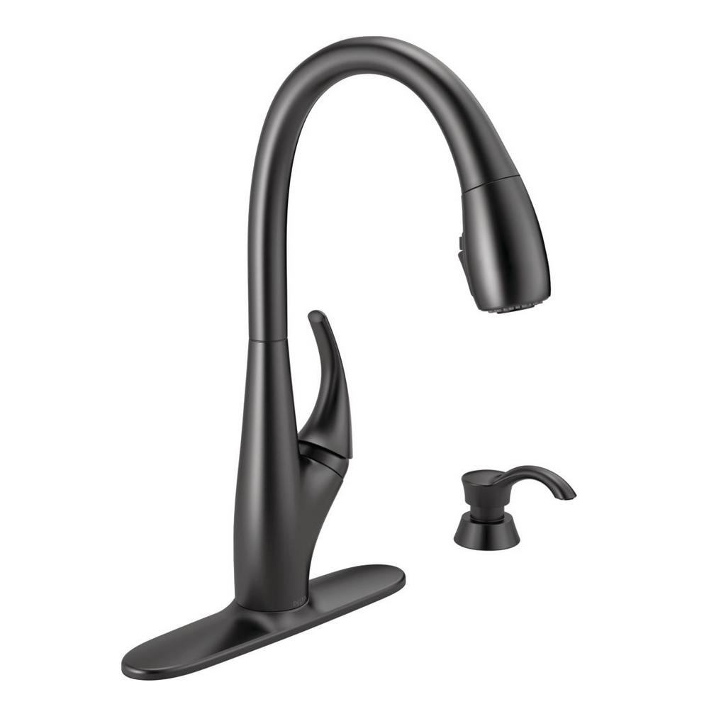 Delta Signature Single Handle Pull Out Sprayer Kitchen Faucet In Deluca Single Handle Pull Down Sprayer Kitchen Faucet With Shieldspray