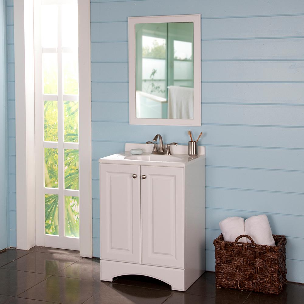 Glacier Bay 24 50 In W Bath Vanity, White Bathroom Vanity Home Depot