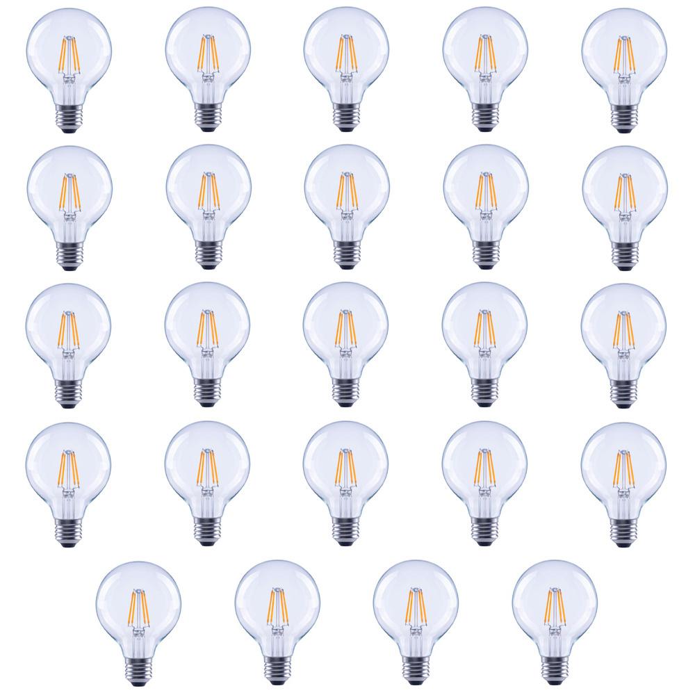 60Watt Equivalent G25 Globe Vanity Clear Glass Vintage Edison Filament Dimmable LED Light Bulb