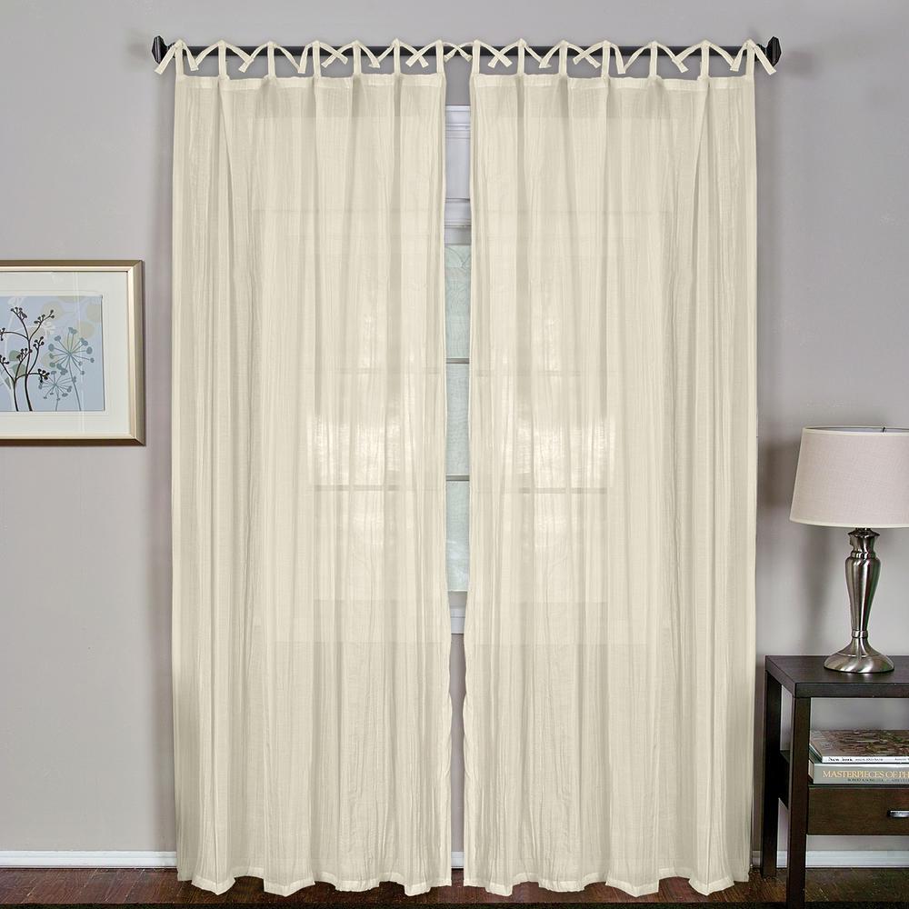 Sheer Greta 84 in. L Crushed Sheer Tie Loop Curtain in Ivory-37264IVR ...